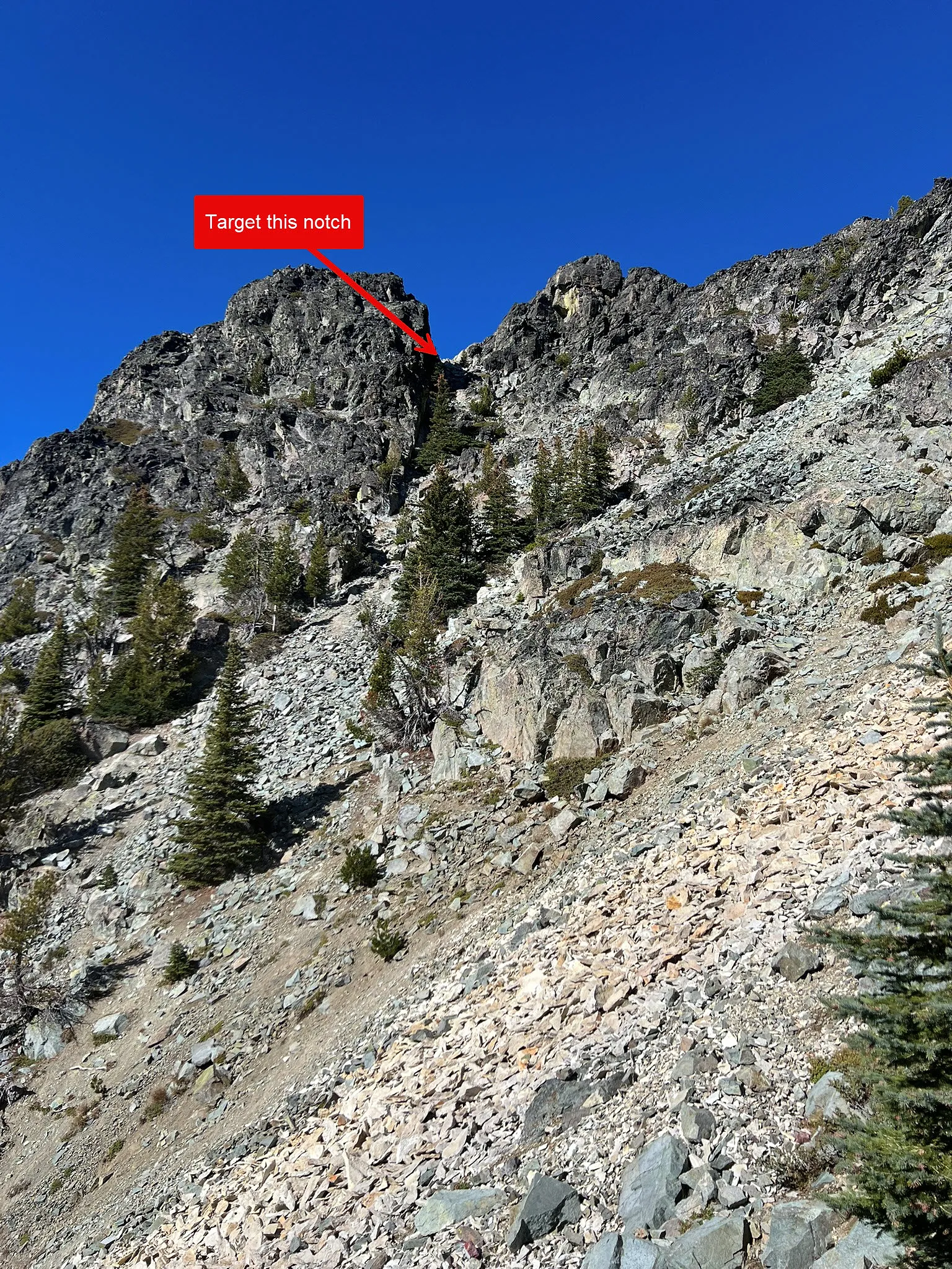 target this notch after traverse below a gendarme